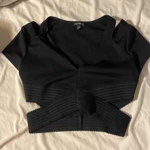 Black crop top with cut outs